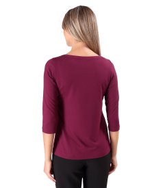 Elastic jersey blouse with 3/4 sleeves
