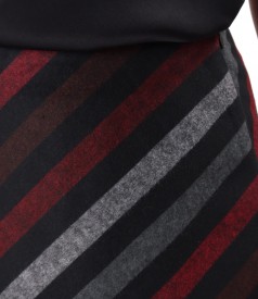 Flared skirt made of striped fabric