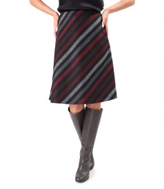 Flared skirt made of striped fabric