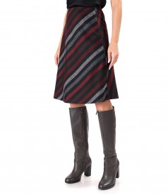 Flared skirt made of striped fabric
