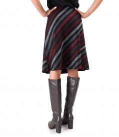 Flared skirt made of striped fabric
