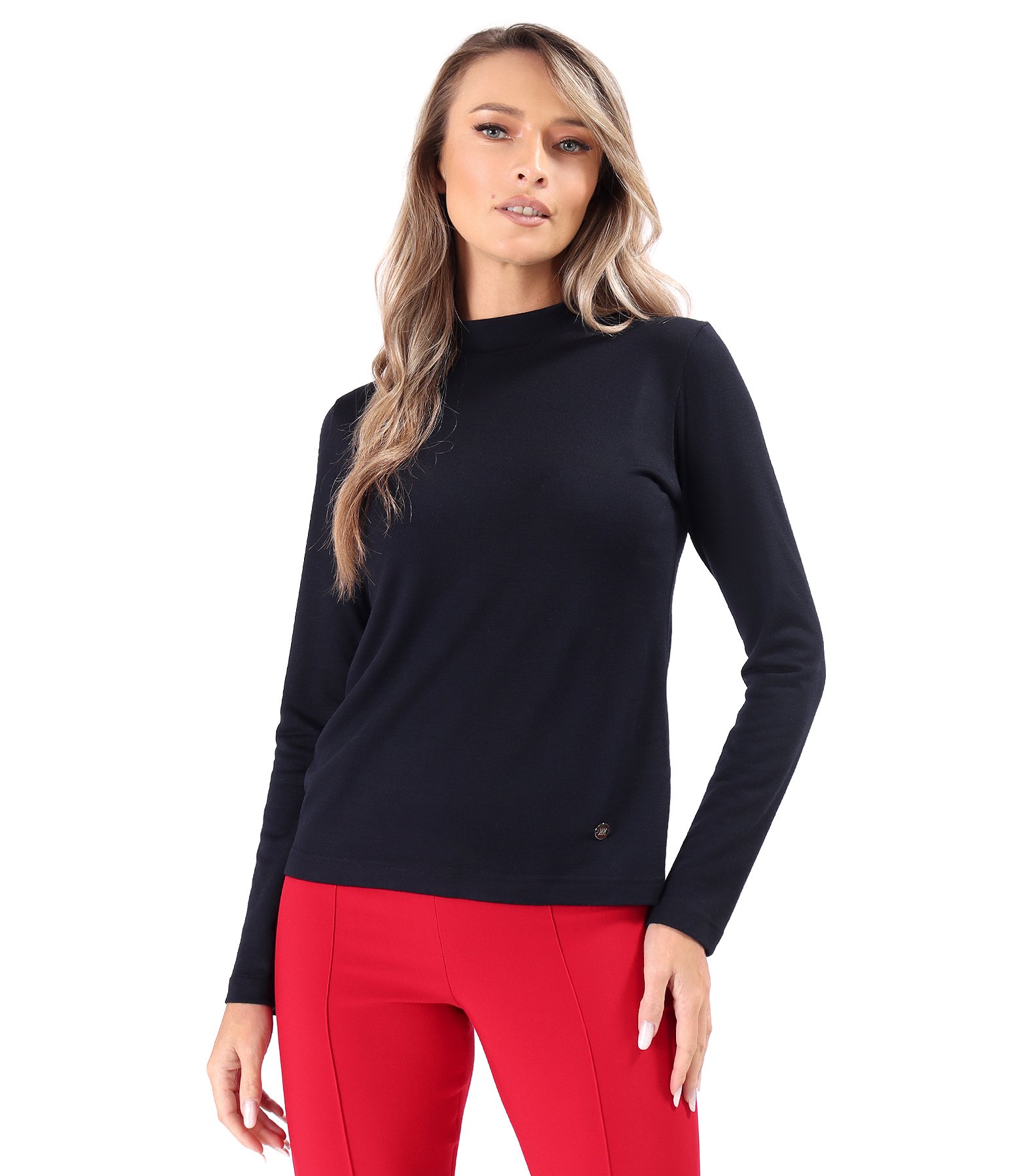 Turtleneck made of elastic jersey with wool