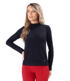 Turtleneck made of elastic jersey with wool