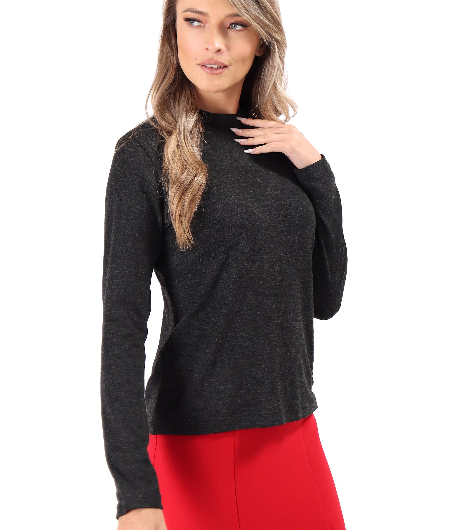 Turtleneck made of elastic jersey with wool