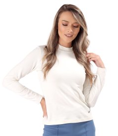 Turtleneck made of elastic jersey and wool