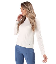 Turtleneck made of elastic jersey and wool