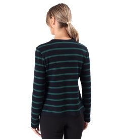 Elastic jersey blouse with wool and a front zipper