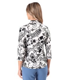 Turtleneck made of elastic jersey printed with floral motifs