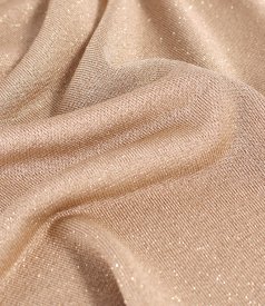 Elastic jersey blouse with metallic thread and pleated neckline