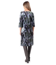 Elegant dress made of printed elastic velvet