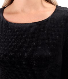 Elegant dress made of elastic velvet with glitter