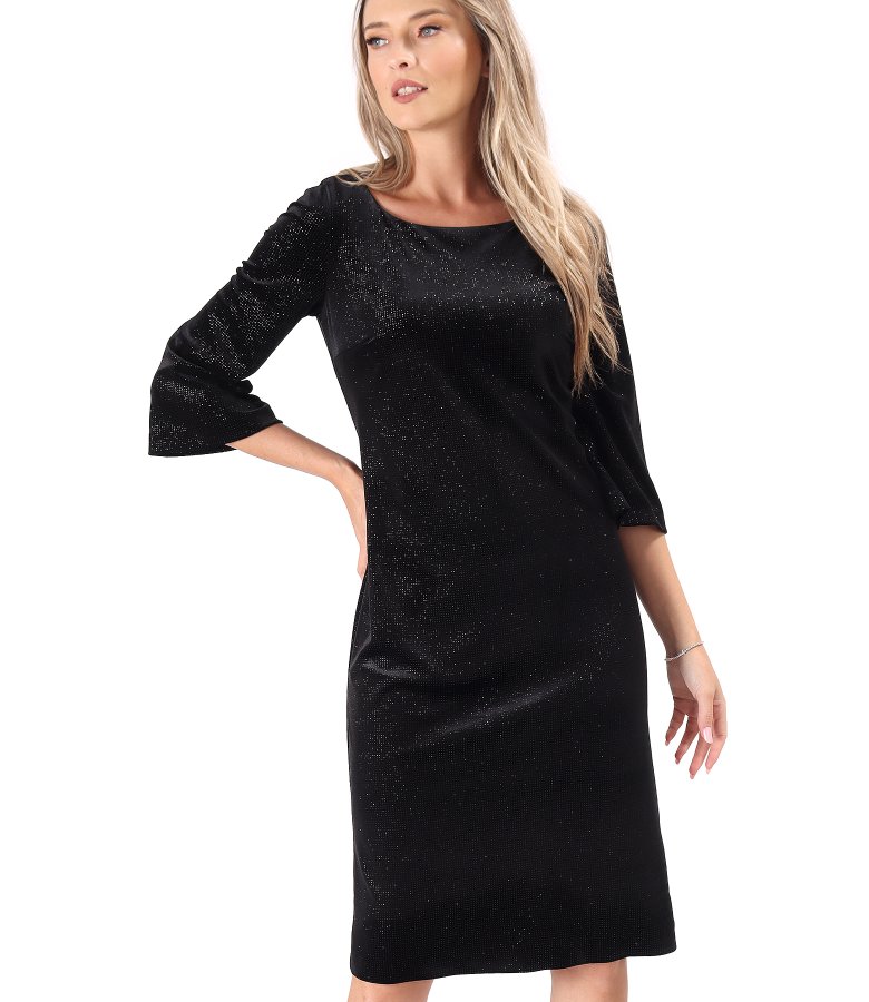 Elegant dress made of elastic velvet with glitter