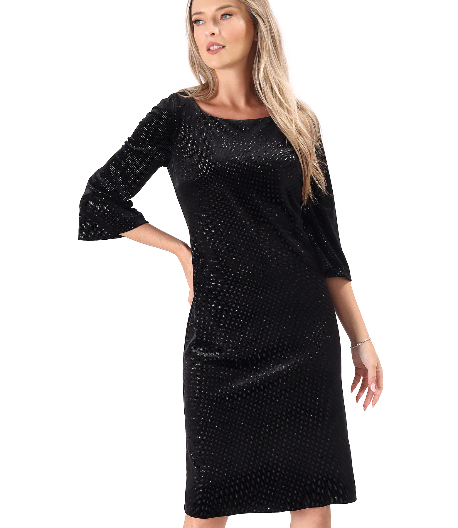 Elegant dress made of elastic velvet with glitter