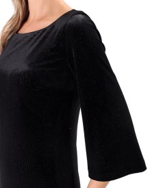 Elegant dress made of elastic velvet with glitter