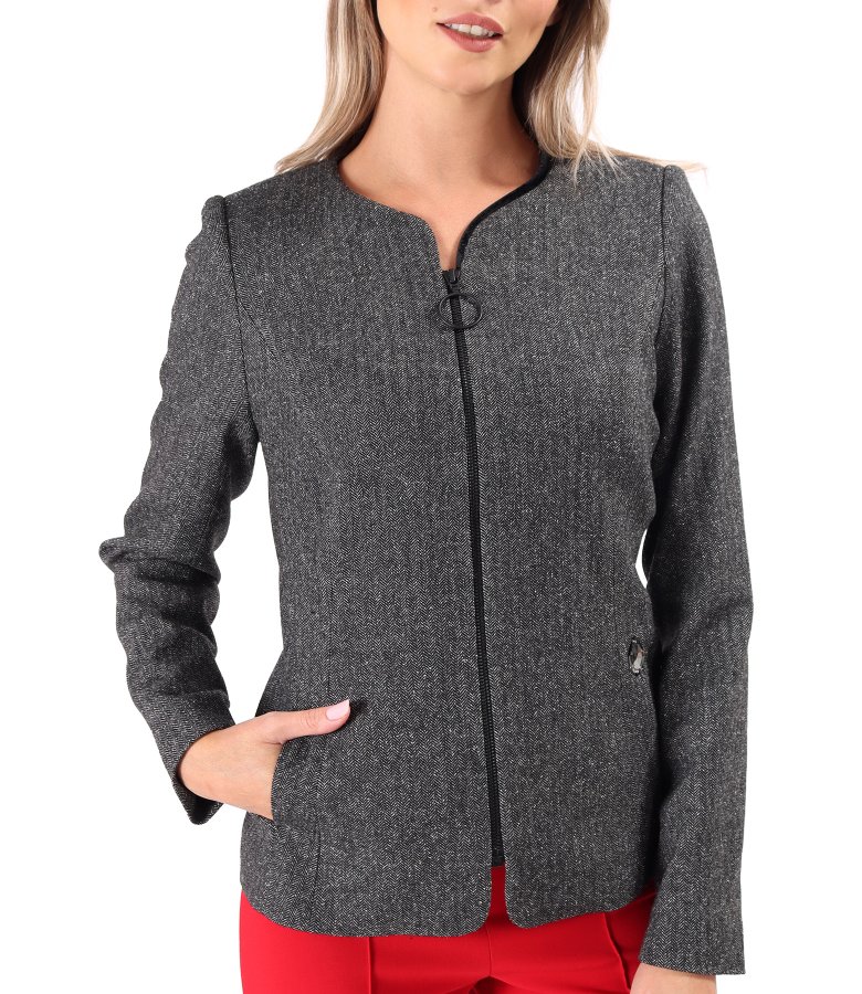 Office jacket made of wool and silk fabric