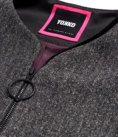 Office jacket made of wool and silk fabric