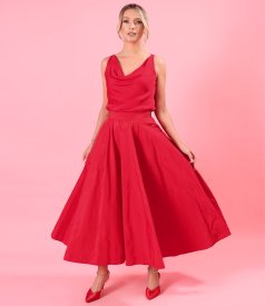 Long full tafta skirt with decorative elasticated back