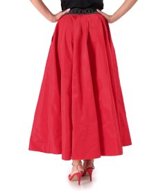Long taffeta skirt with decorative elastic on the back