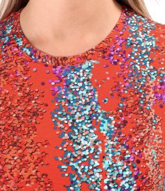 Elastic jersey blouse with long sleeves