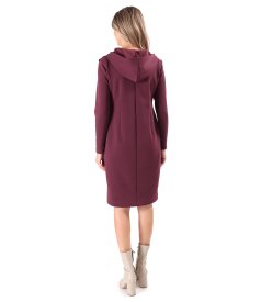 Hooded dress made of elastic jersey with cotton