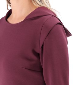 Hooded dress made of elastic jersey with cotton