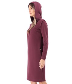 Rochie cu gluga din jerse elastic cu bumbac
