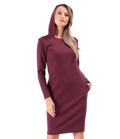 Hooded dress made of elastic jersey with cotton