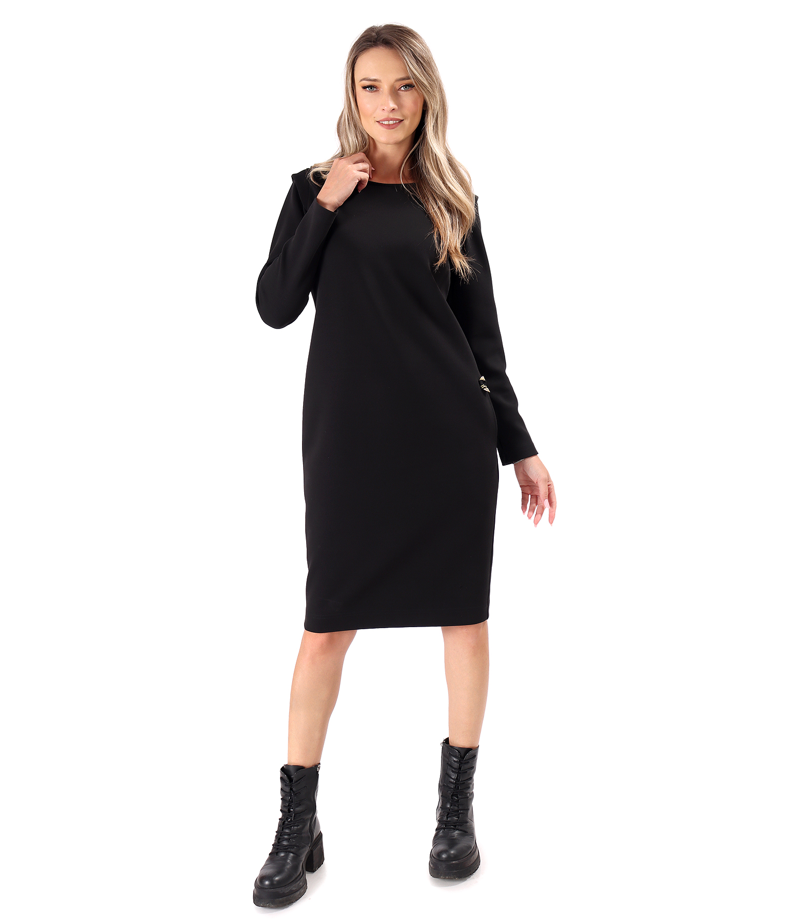 Hooded dress made of elastic jersey with cotton
