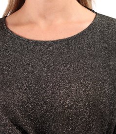 Evening dress made of elastic jersey with gold metallic thread