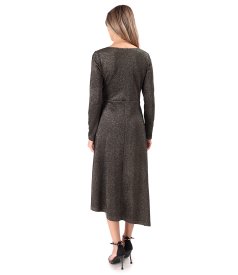 Evening dress made of elastic jersey with gold metallic thread