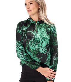 Bluza eleganta din matase naturala imprimata