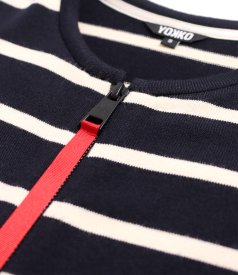 Elastic jersey blouse with wool and a front zipper