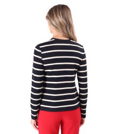 Elastic jersey blouse with wool and a front zipper