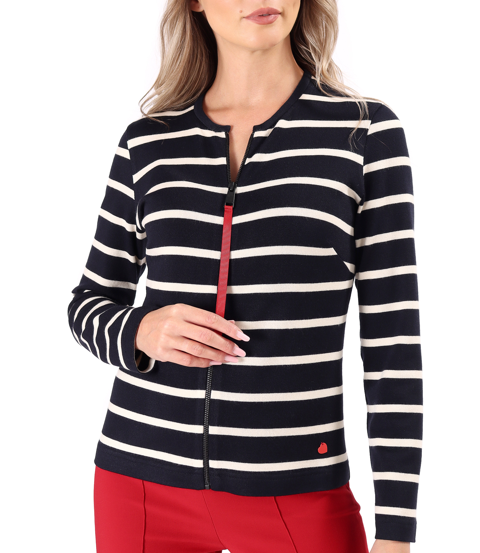 Elastic jersey blouse with wool and a front zipper