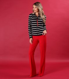 Elastic jersey blouse with wool and a front zipper