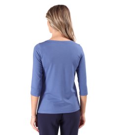 Elastic jersey blouse with 3/4 sleeves