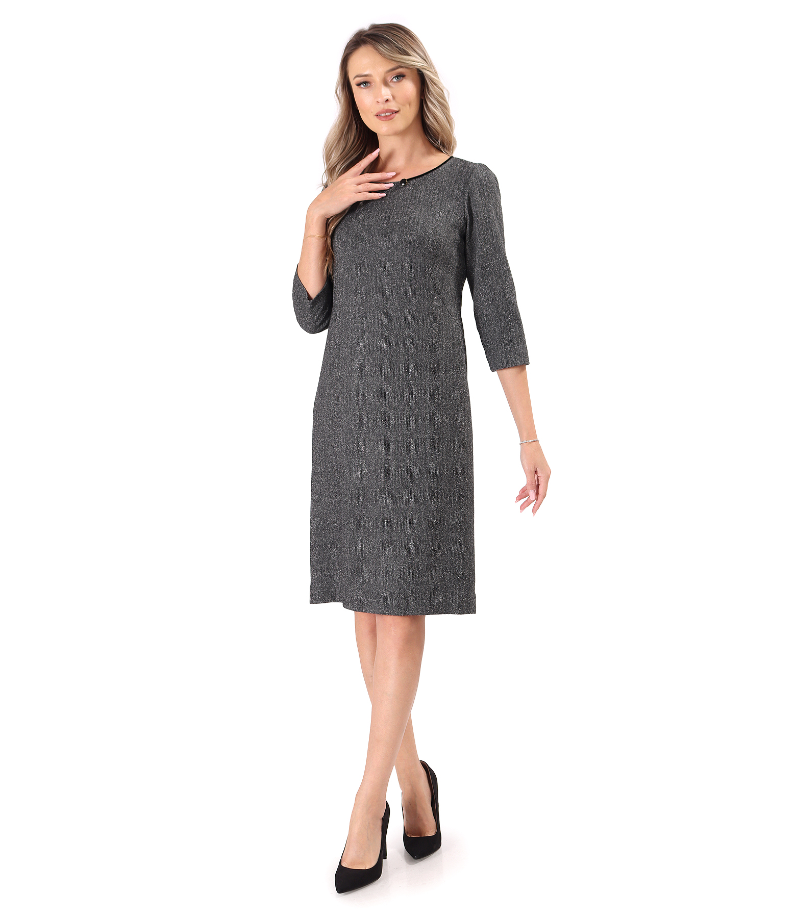 Office dress made of wool and silk fabric