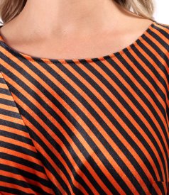 Striped elastic velvet midi dress