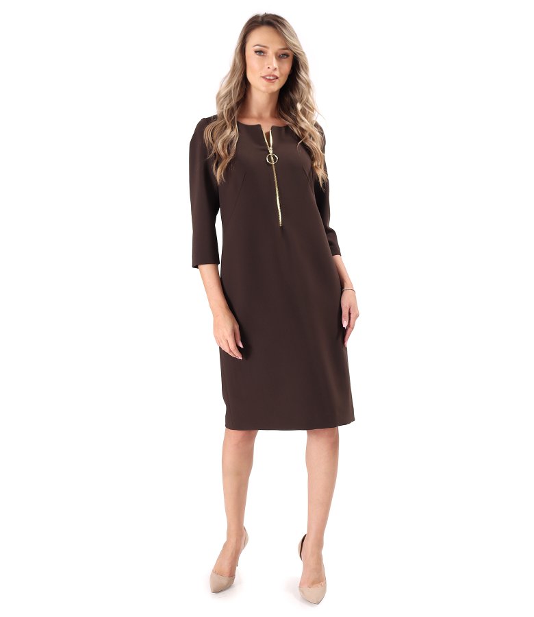 Elegant dress made of elastic fabric with golden zipper