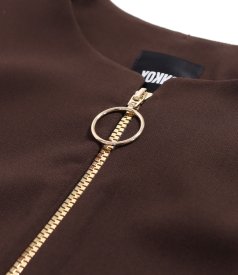 Elegant dress made of elastic fabric with golden zipper