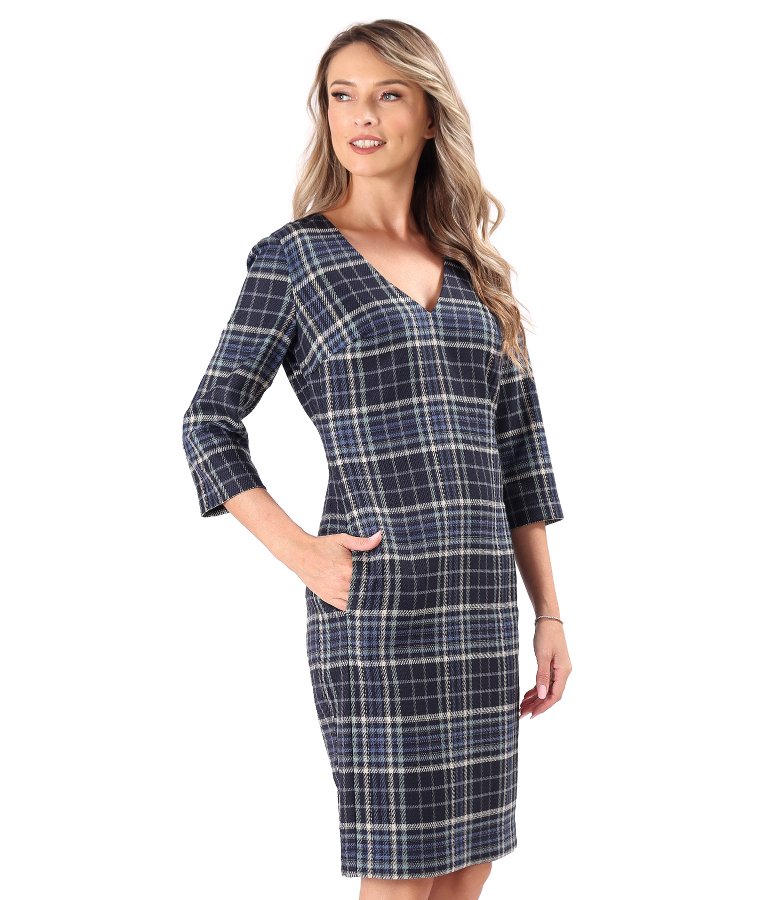 Elegant dress in multicolored plaid