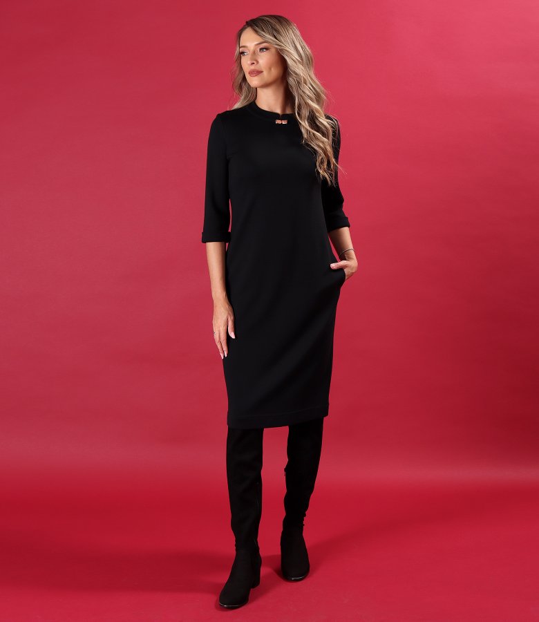 Midi dress made of jersey and wool