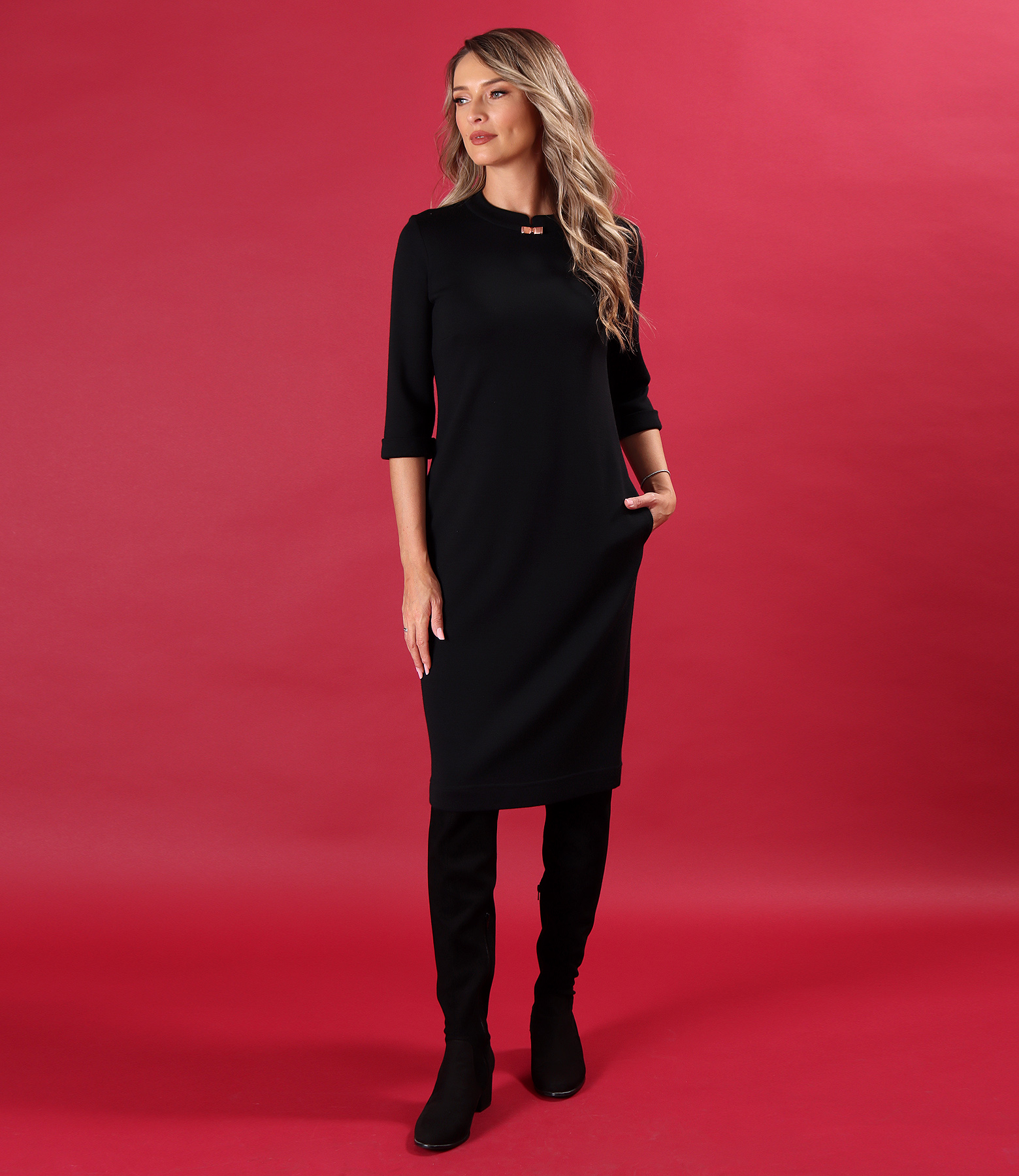 Midi dress made of jersey and wool