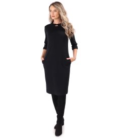 Rochie midi din din jerse plin cu lana virgina