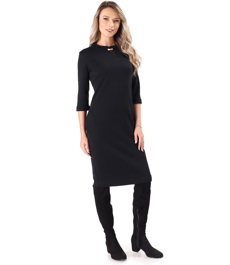 Midi dress made of jersey and wool