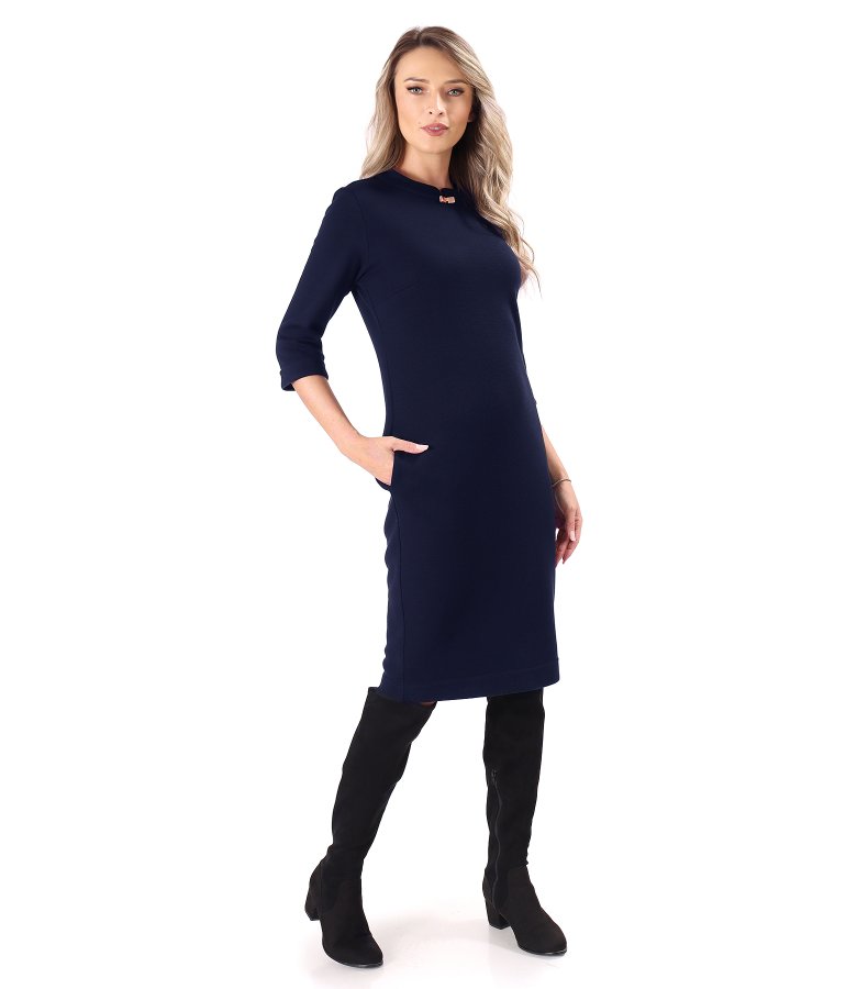 Midi dress made of jersey and wool