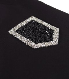 Dress made of elastic fabric decorated with crystals at the waist