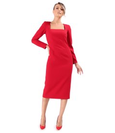 Midi dress made of elastic fabric with long sleeves