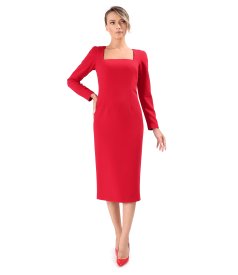 Midi dress made of elastic fabric with long sleeves