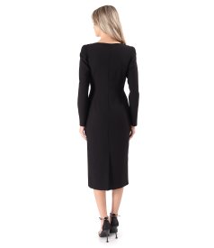 Midi dress made of elastic fabric with long sleeves